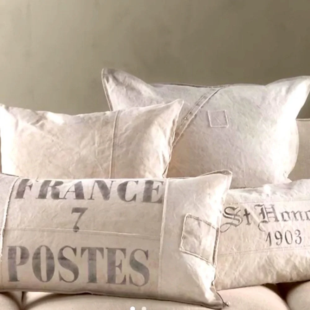 Restoration Hardware reclaimed salvaged cotton canvas pillow covers set of 3 new